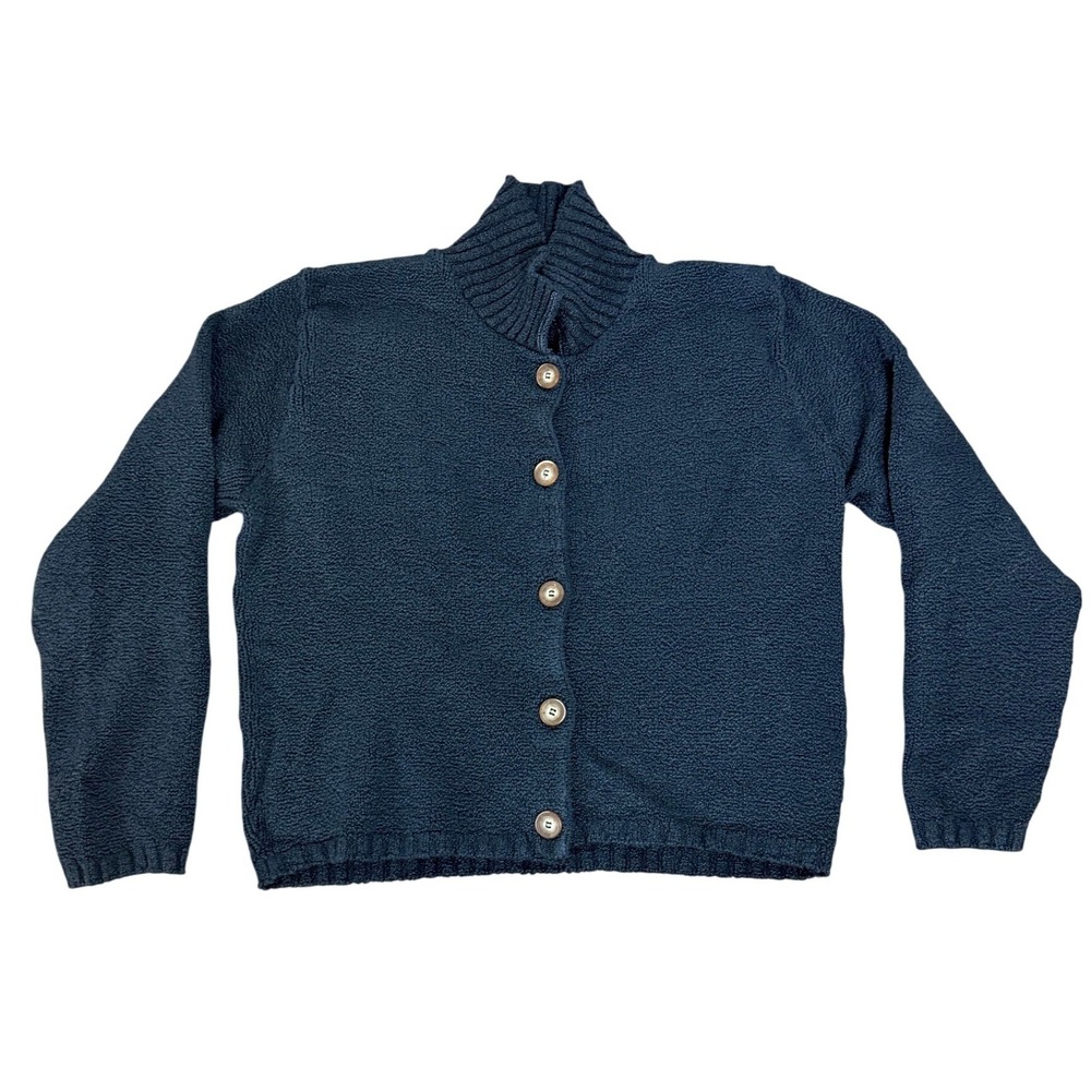 PA Company Boston Faded Black Textured Knit Cardigan Sweater Collared‎
